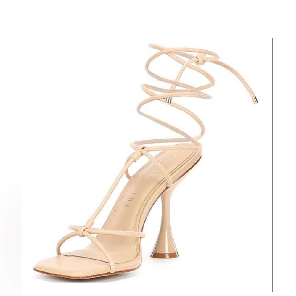 NEW Gianni Bini “Bardi” Leather Tan Strappy Ankle Wrap Sandals women’s 9.5 NWT